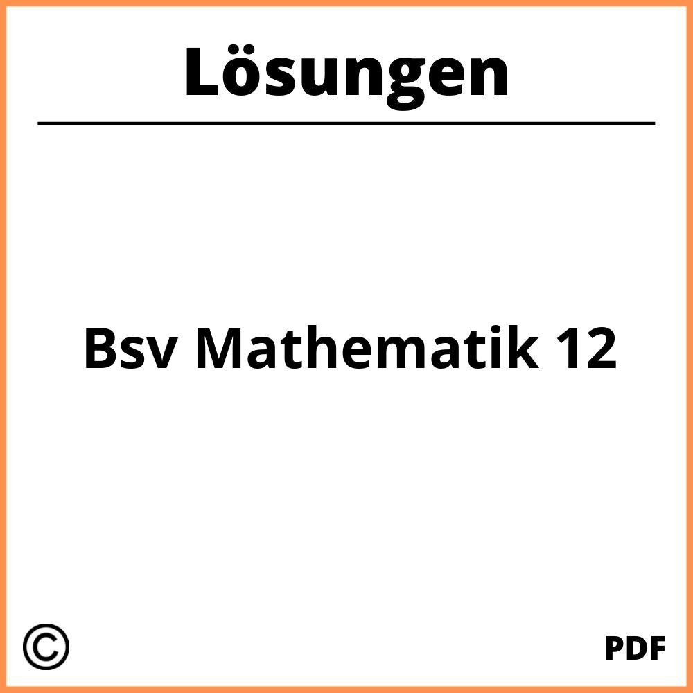 Bsv Mathematik 12 Lösungen Pdf