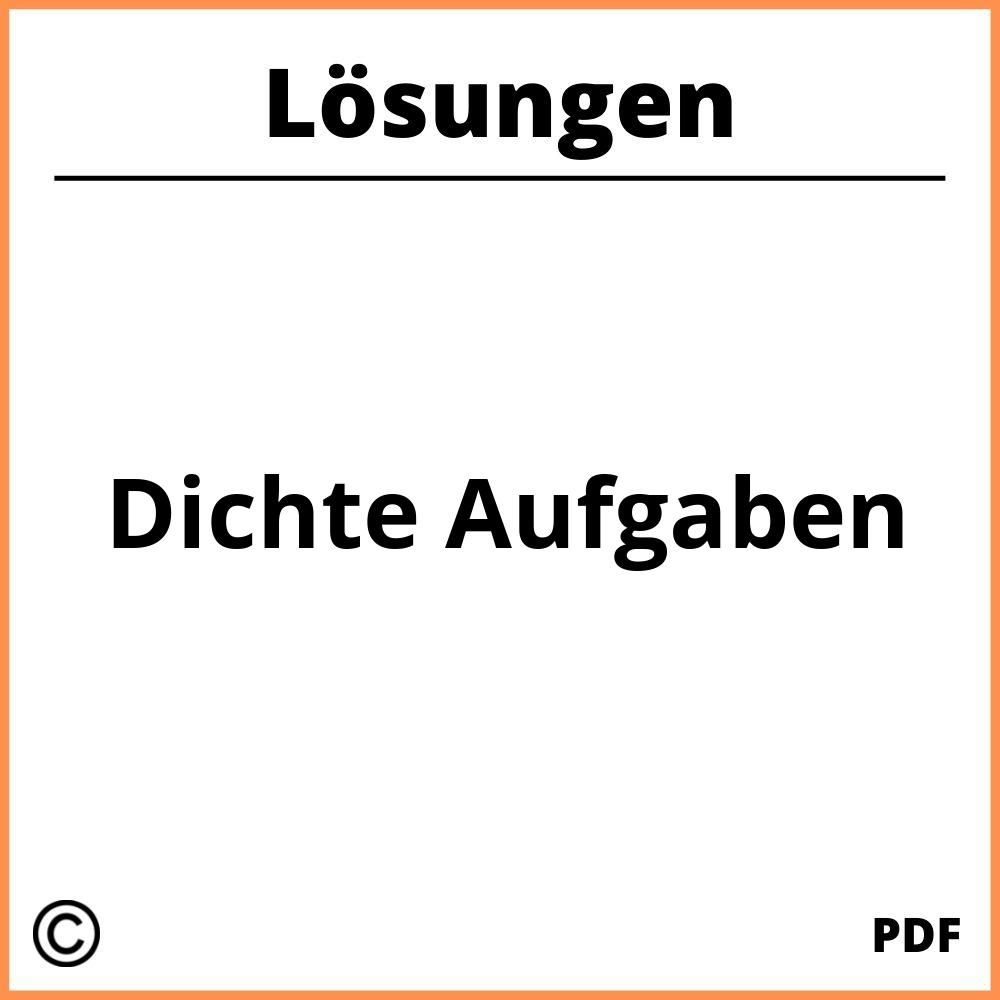 Dichte Aufgaben Mit Lösungen Pdf