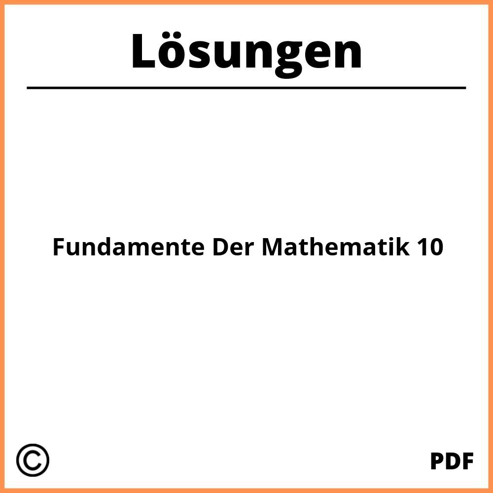 Fundamente Der Mathematik 10 Lösungen Pdf