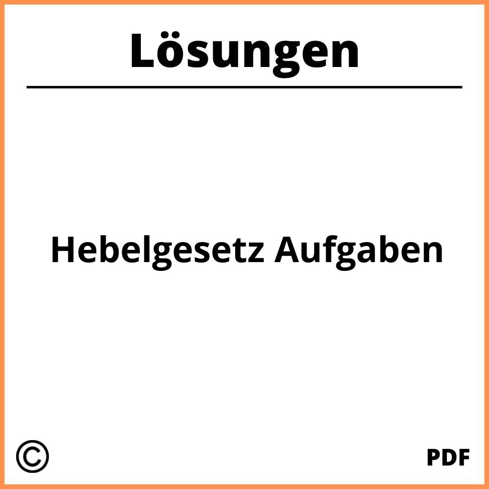 Hebelgesetz Aufgaben Mit Lösungen Pdf