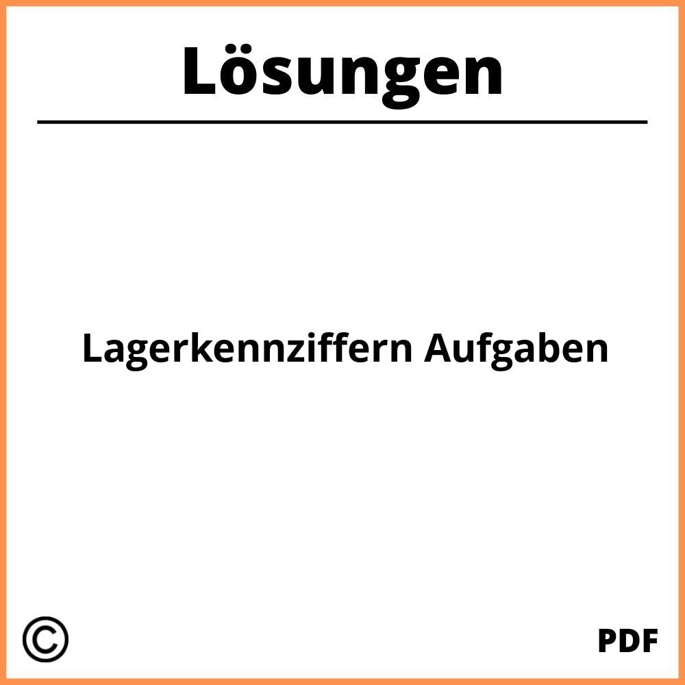 Lagerkennziffern Aufgaben Mit Lösungen Pdf