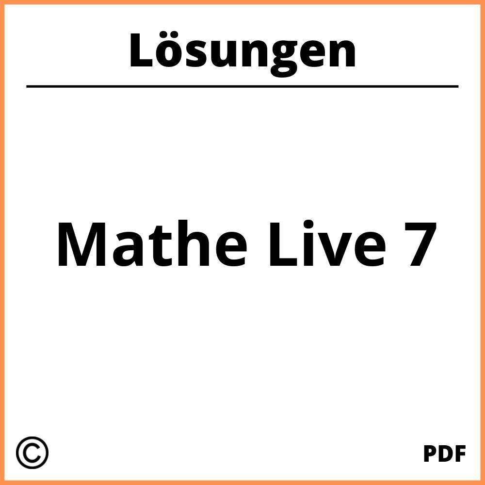 Mathe Live 7 Lösungen Pdf