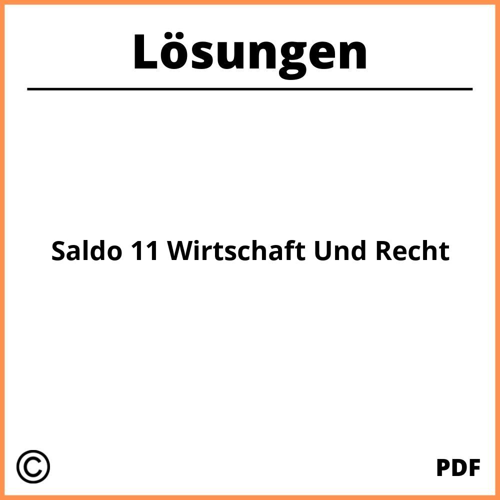 Saldo 11 Wirtschaft Und Recht Lösungen Pdf