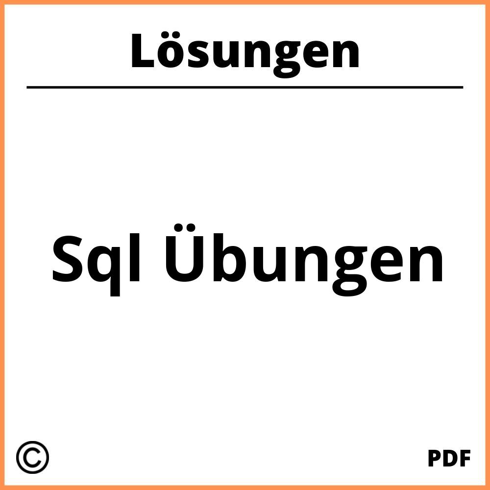 Sql Übungen Mit Lösungen Pdf